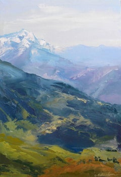 Mountain View Landscape Original oil Painting, Ready to Hang