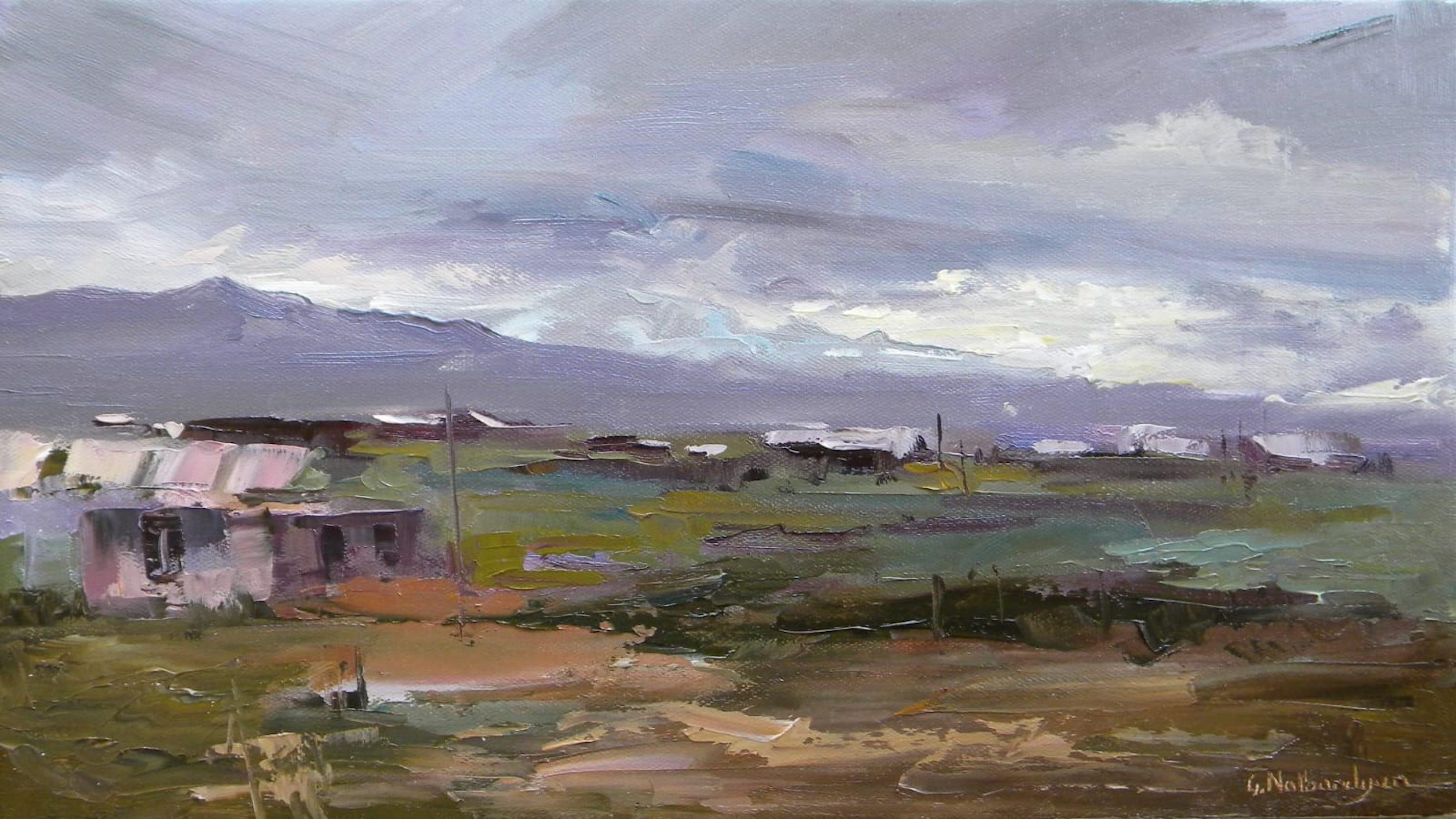 Old Farm Landscape Original oil Painting, Ready to Hang
