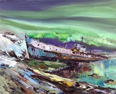 Old Tug Nautical Original oil Painting, Ready to Hang