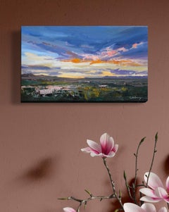 Estanque Paisaje Impresionismo Pintura al óleo original, Lista para colgar