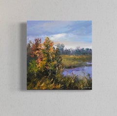Flusslandschaft Original Ölgemälde, hängefertig