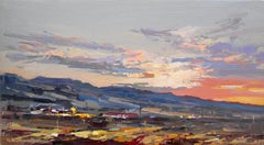 Season Sunset Landscape Original oil Painting, Ready to Hang