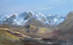 Snowy Mountain Landscape Original oil Painting, Ready to Hang