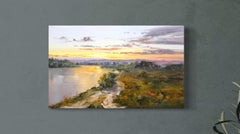 Paesaggio estivo Pittura ad olio originale, pronta da appendere