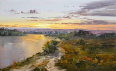 Paesaggio estivo Pittura ad olio originale, pronta da appendere