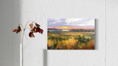 Sunset Landscape Original oil Painting, Ready to Hang