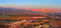 Sunset Landscape Original oil Painting, Ready to Hang