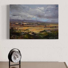 Valley Landscape Original oil Painting, Ready to Hang