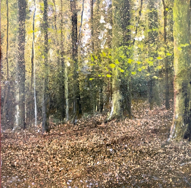 Fallen Leaves Original Miniature Landscape Painting Contemporary Impressionism