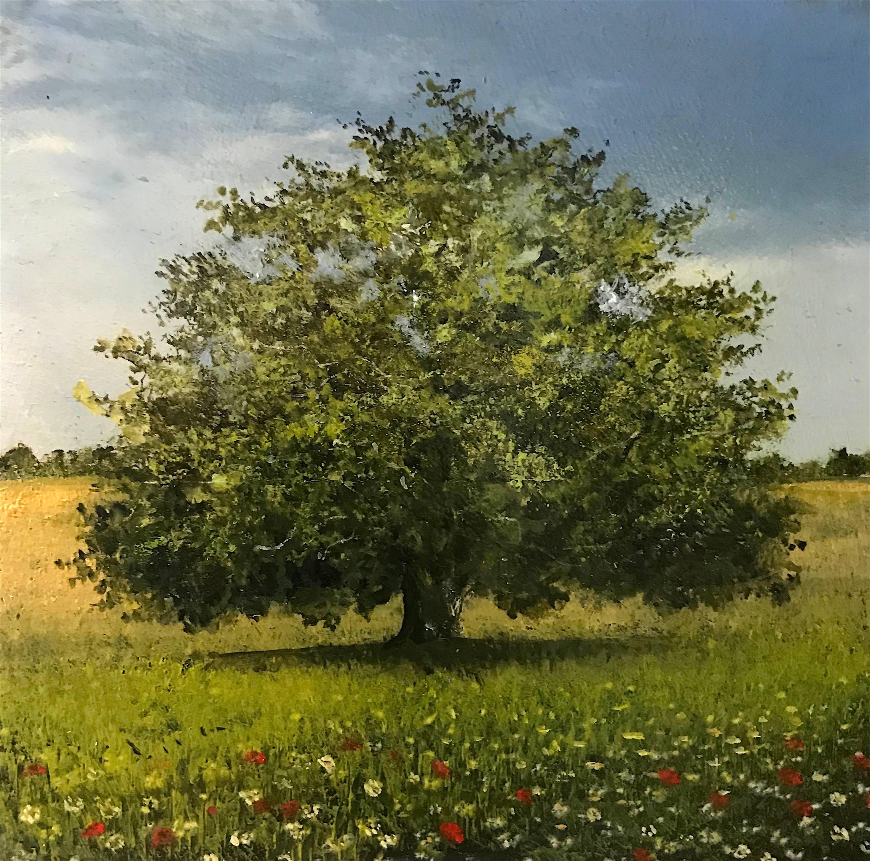 Summer Oak original miniature painting - Painting by Garry Raymond - Pereira