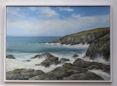 Sunday Cliff Walk - coastal british artwork realism seascape landscape oil paint