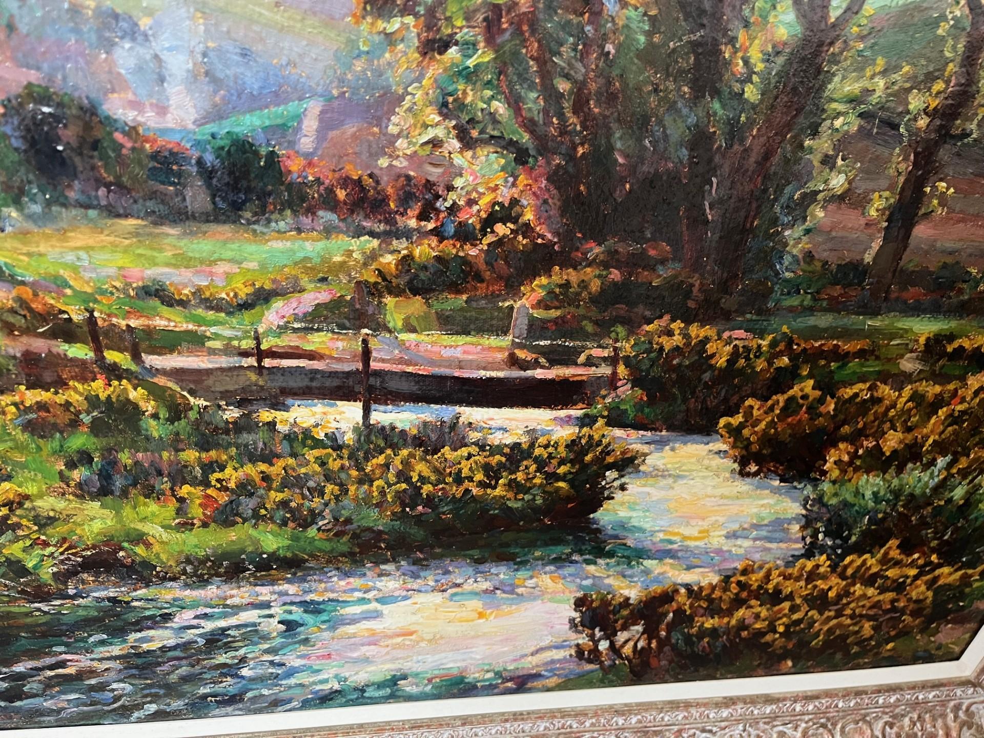 
Impressionist Landscape Oil Painting of Roseworthy Valley, Cornwall from the St Ives School painter.  On the stretcher it is inscribed view of home, so it really was a subject very dear to his heart.

Roseworthy Valley, Cornwall - A large Oil on