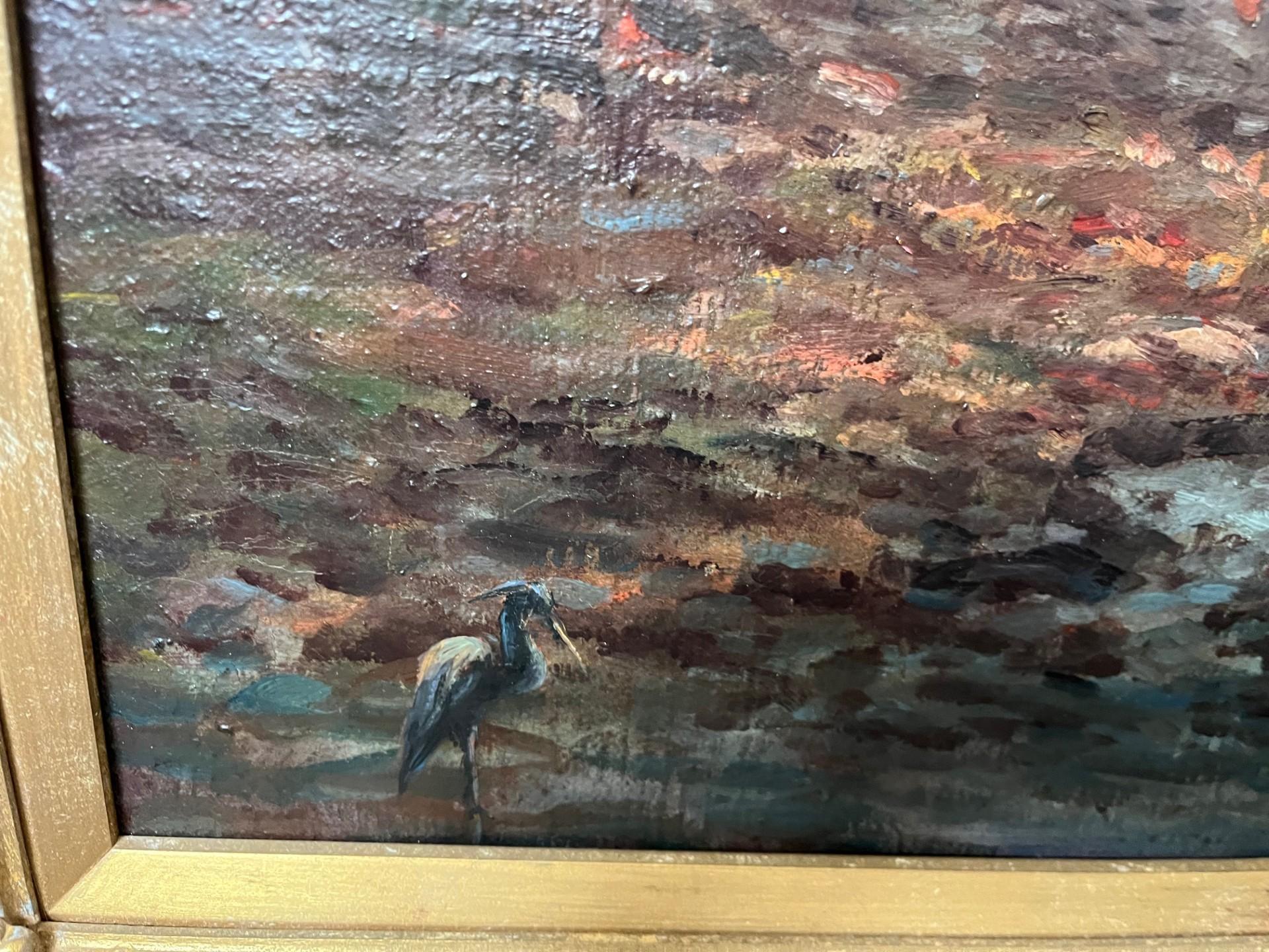 Paesaggio impressionista del XX secolo, olio al chiaro di luna sul fiume Fal in Cornovaglia in vendita 1