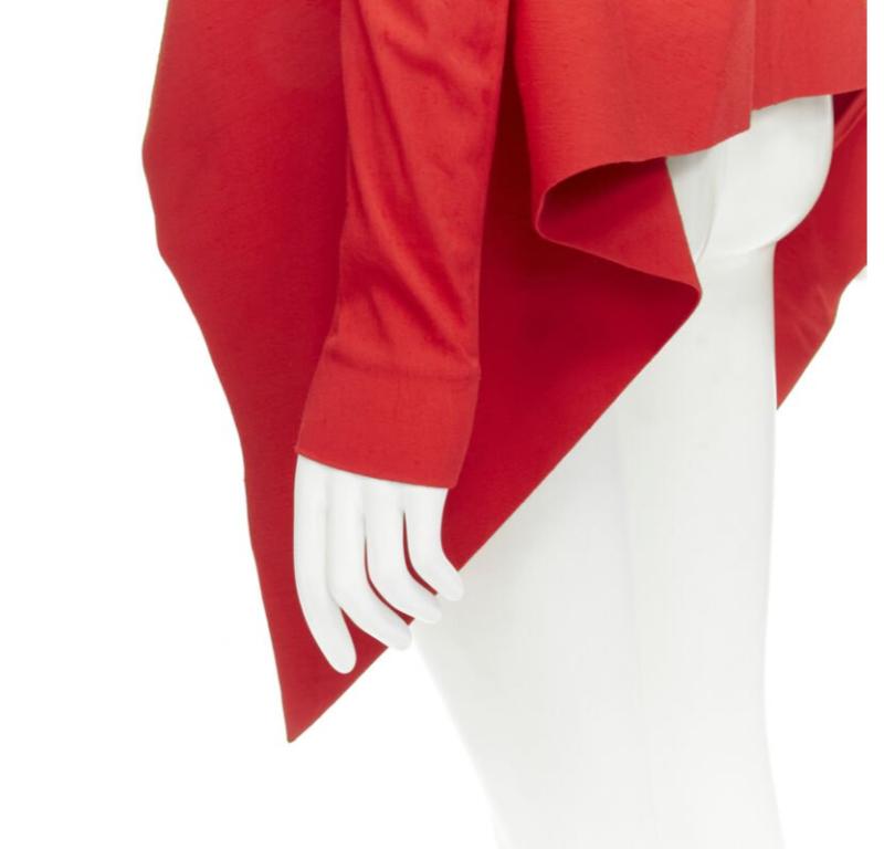 GARTEH PUGH red shoulder padded draped hem belted jacket IT38 XS For Sale 3