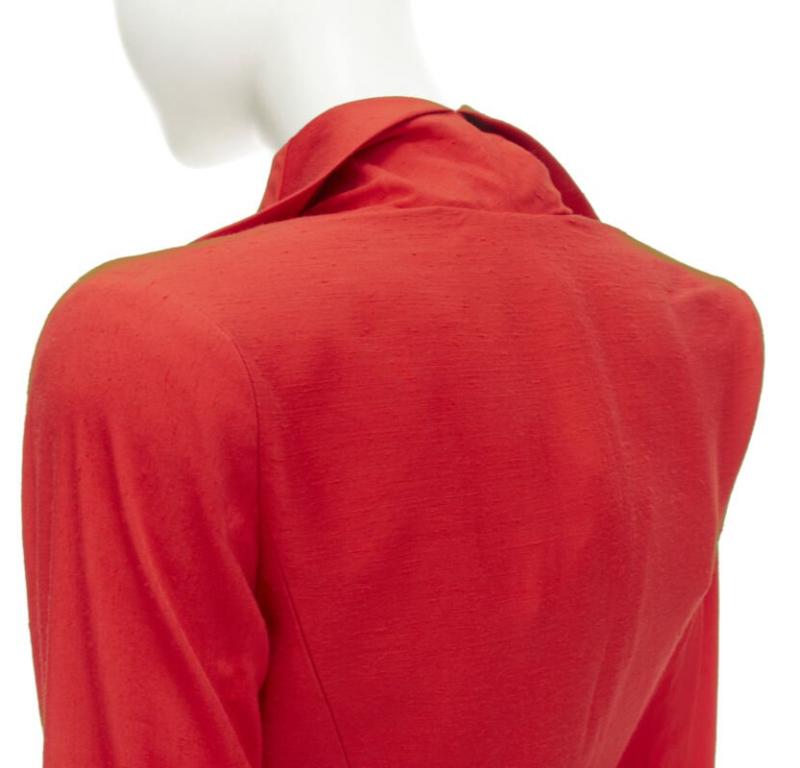 GARTEH PUGH red shoulder padded draped hem belted jacket IT38 XS For Sale 4
