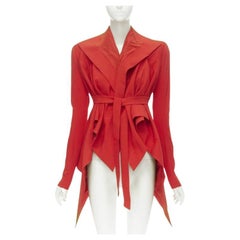 GARTEH PUGH chaqueta roja acolchada con dobladillo drapeado y cinturón IT38 XS