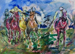Galloping Spirit - Courses de chevaux, peinture originale, contemporaine
