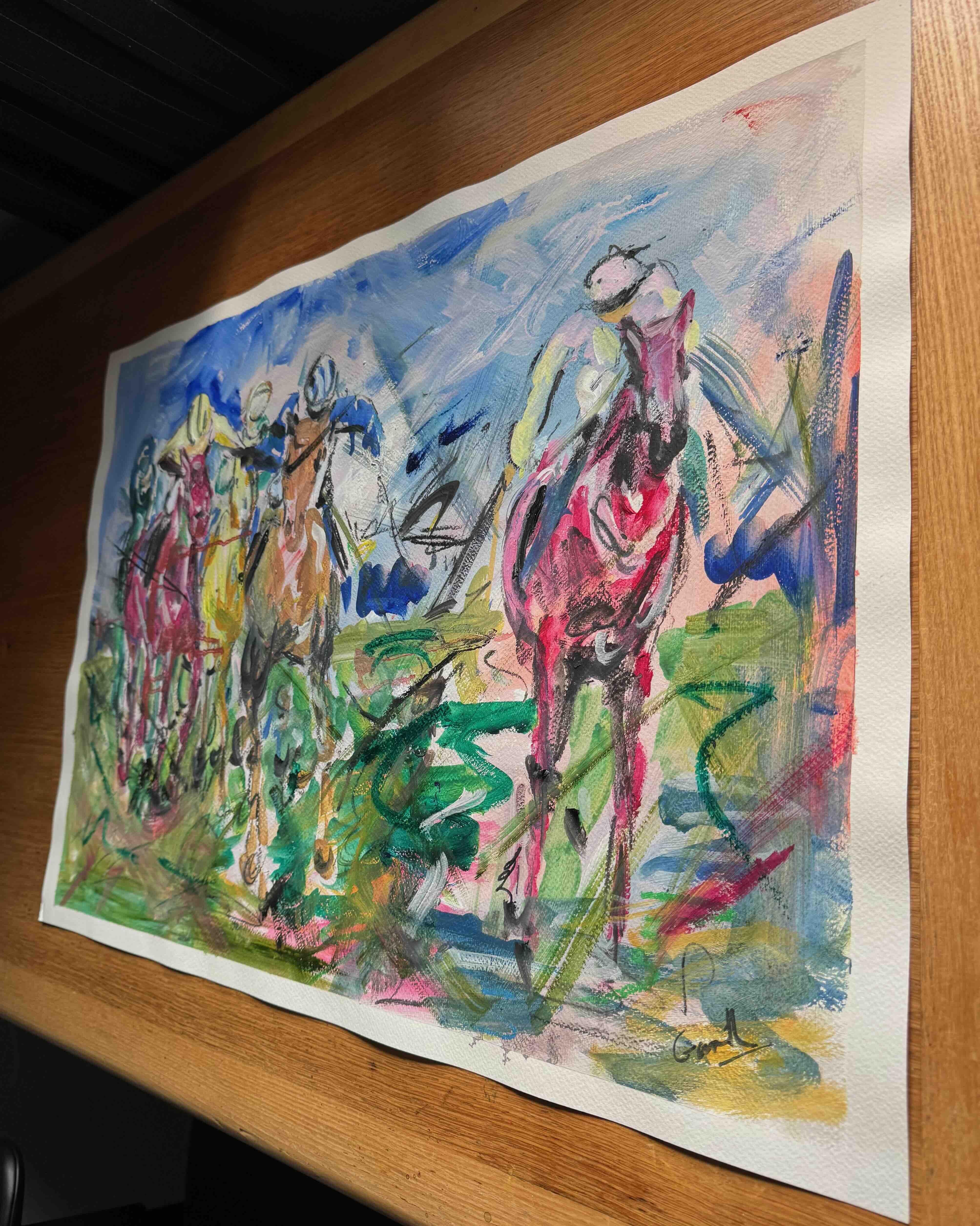 Galloping Spirit - Courses de chevaux, peinture originale, contemporaine en vente 1