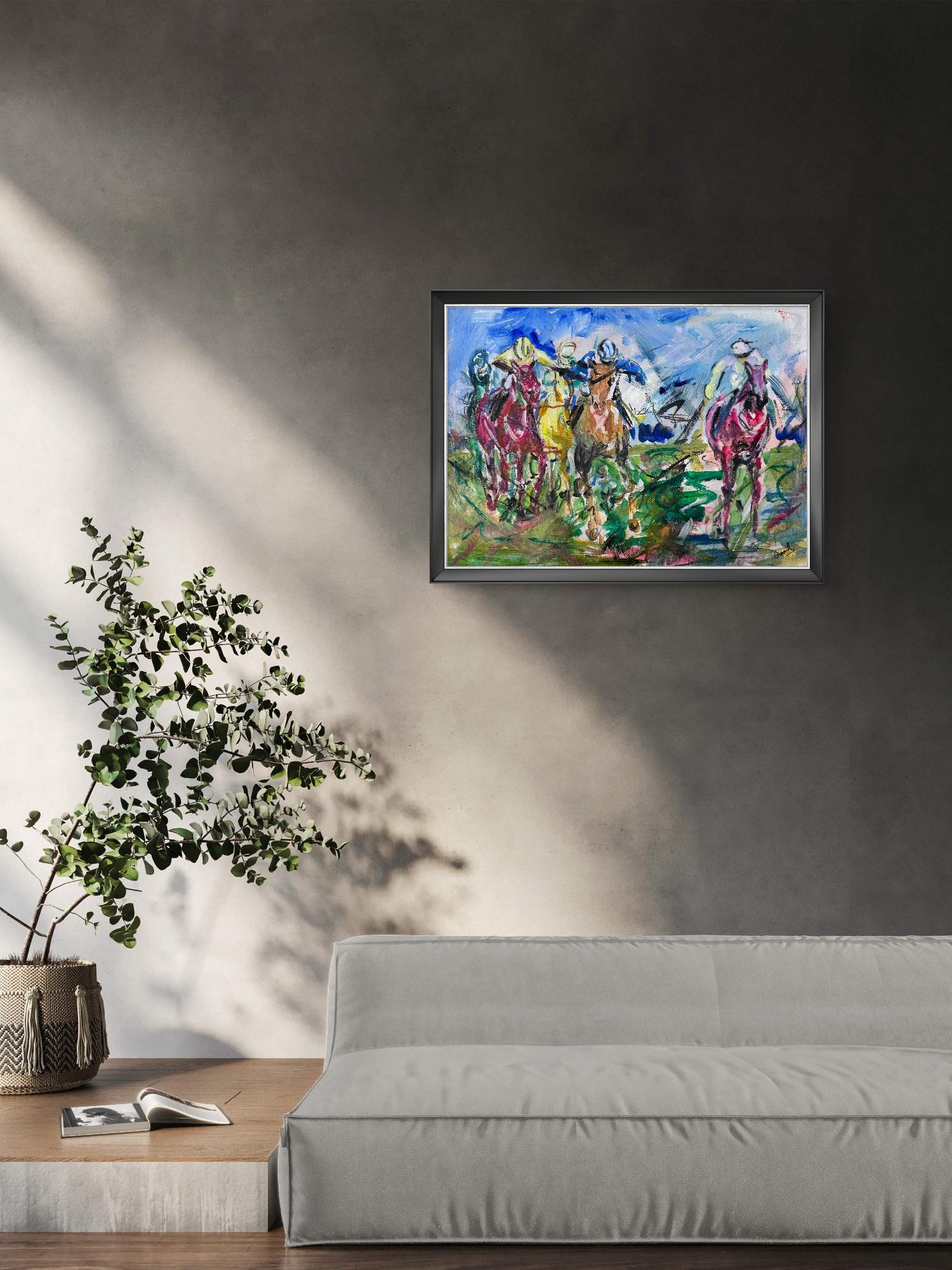 Galloping Spirit - Courses de chevaux, peinture originale, contemporaine en vente 2