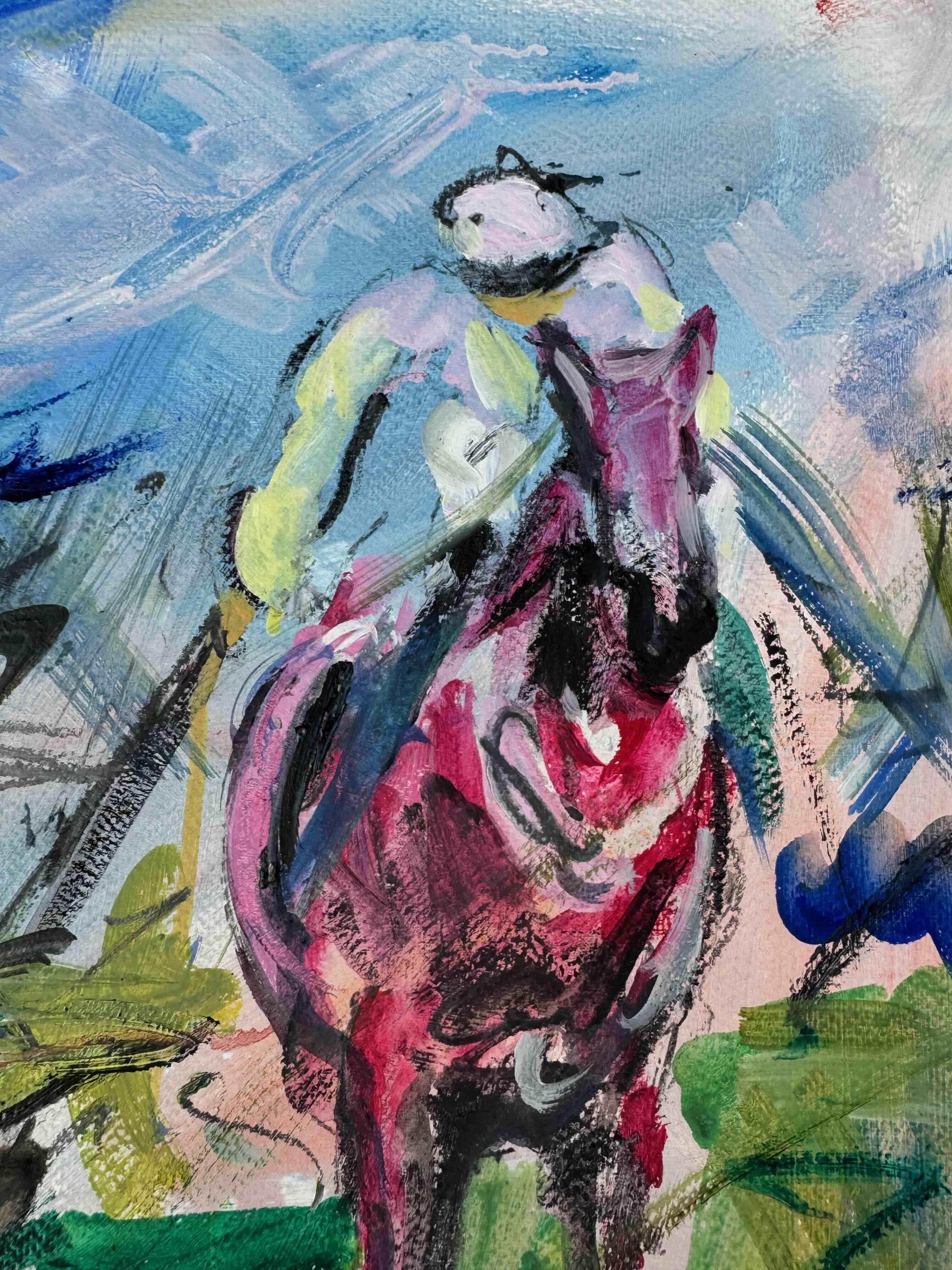 Galloping Spirit - Horse racing, original painting, contemporary For Sale 5