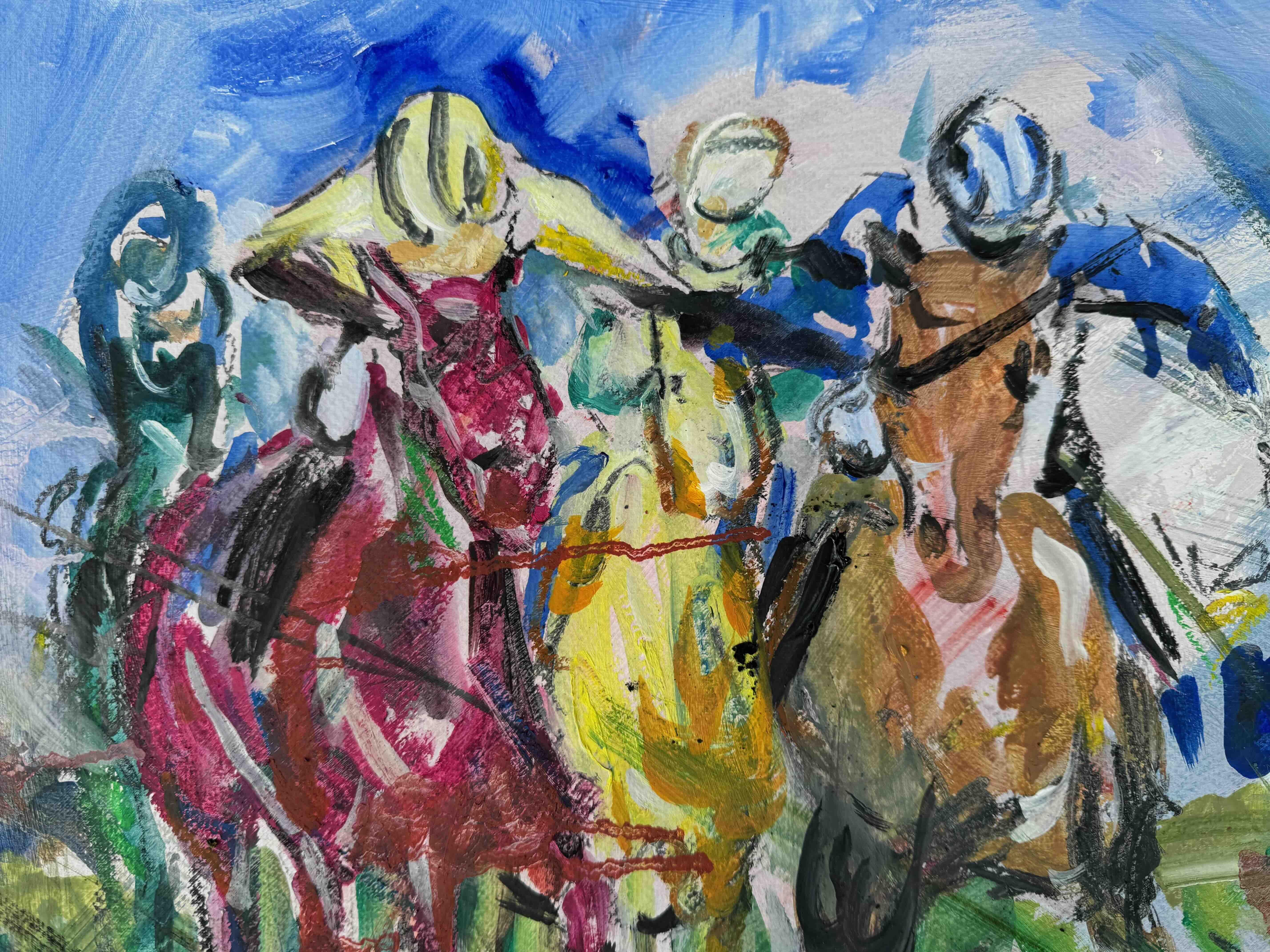 Galloping Spirit - Horse racing, original painting, contemporary For Sale 6