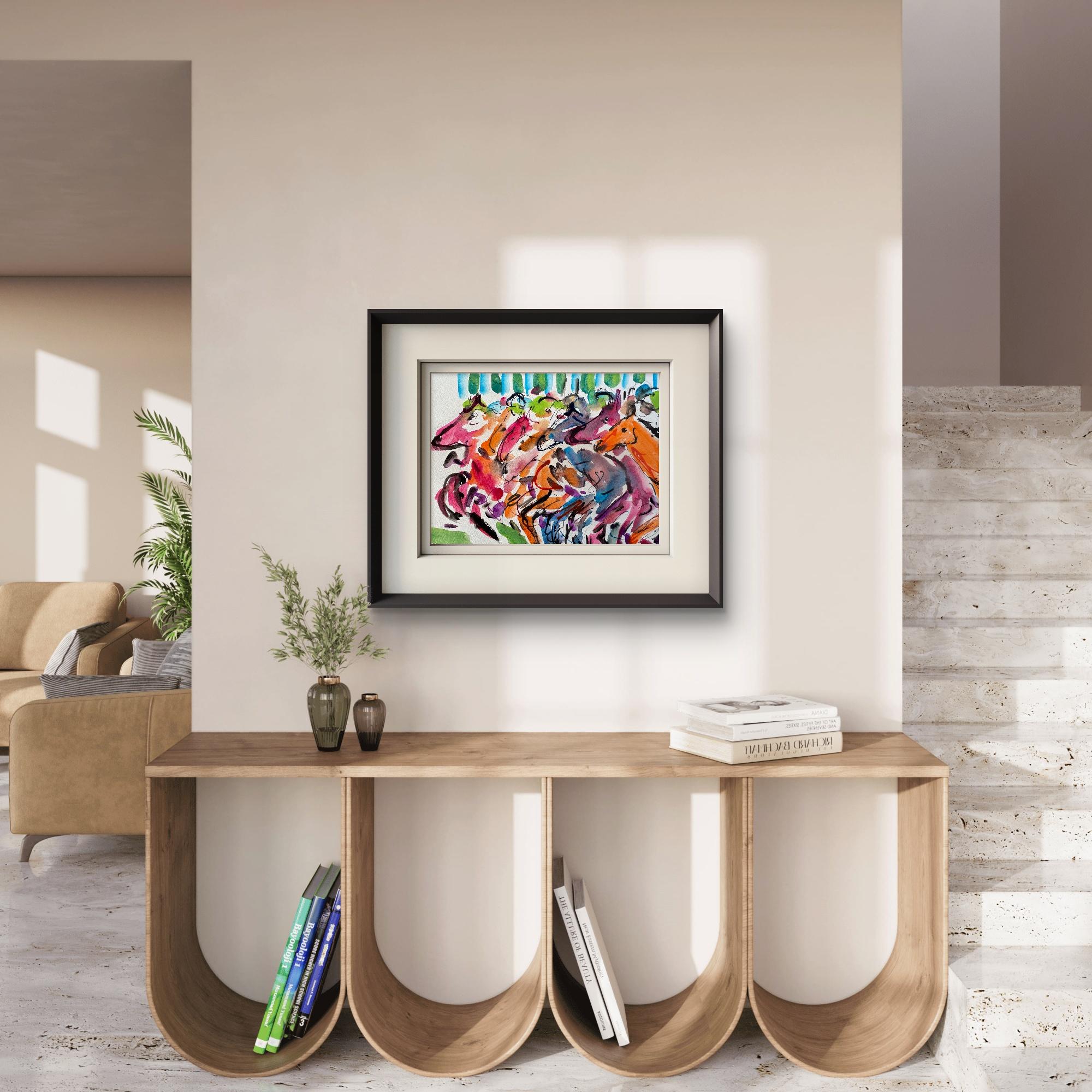 Out of the Gates, original painting, contemporary For Sale 2