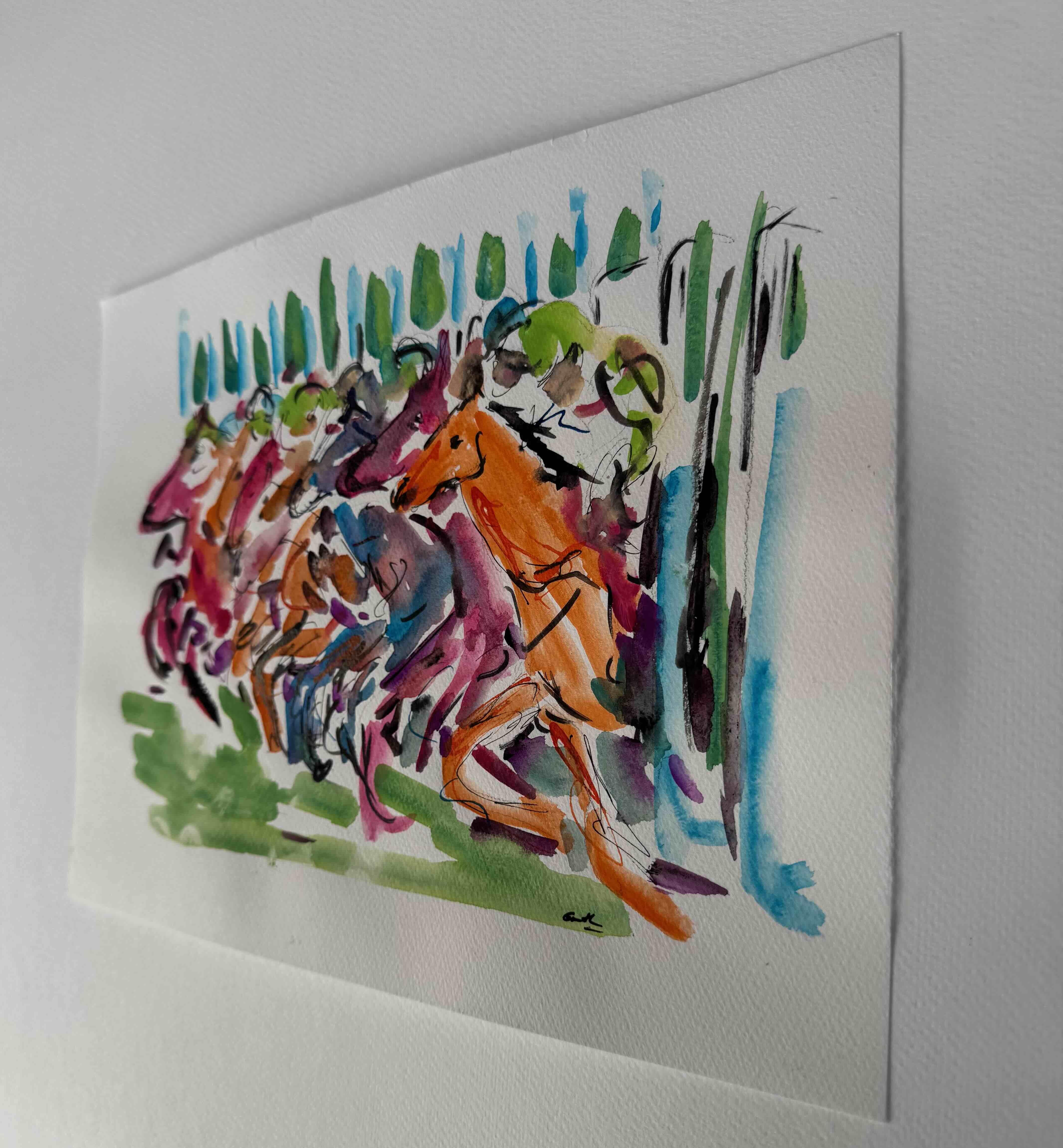 Fuera de las puertas, pintura original, contemporánea en venta 1
