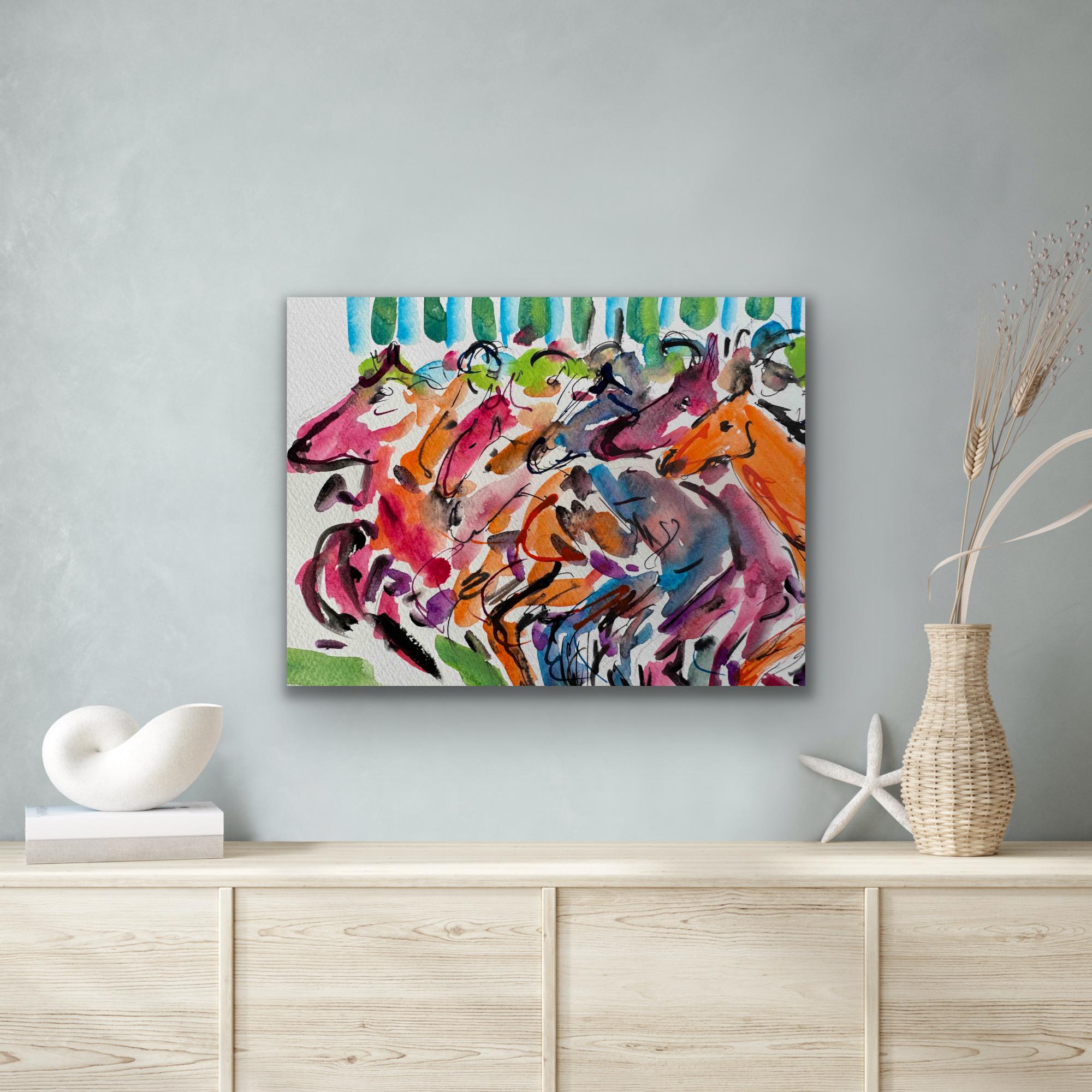 Fuera de las puertas, pintura original, contemporánea en venta 2