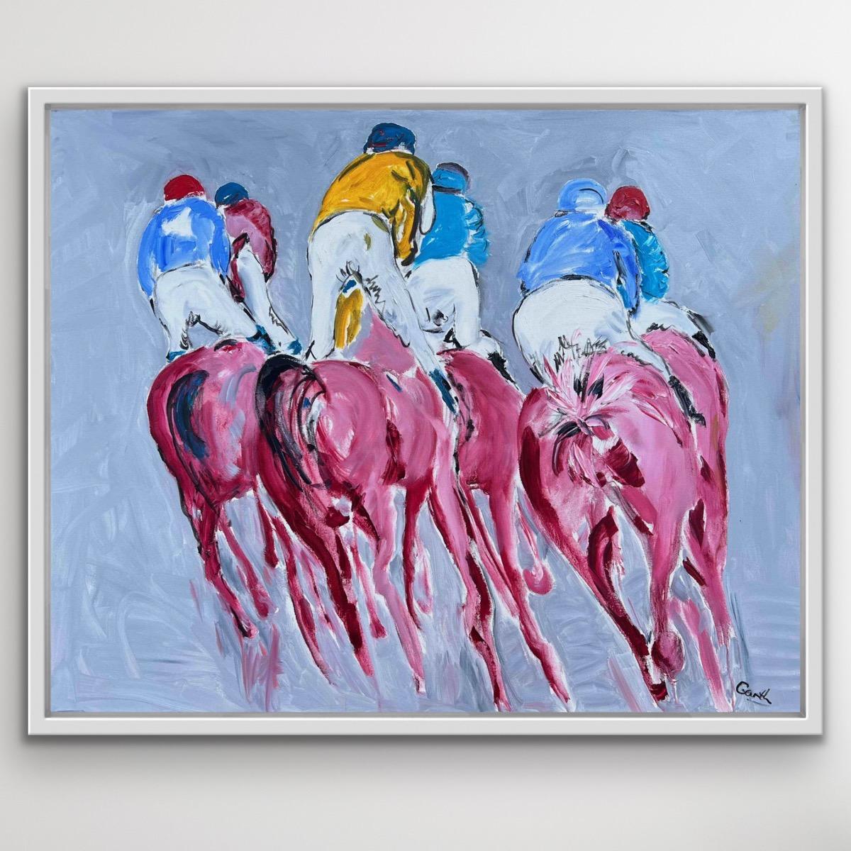 Rump rouge - Course de chevaux, peinture originale de chevaux, animal, sport, art équestre - Impressionnisme Painting par Garth Bayley