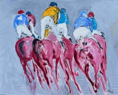 Rump rouge - Course de chevaux, peinture originale de chevaux, animal, sport, art équestre