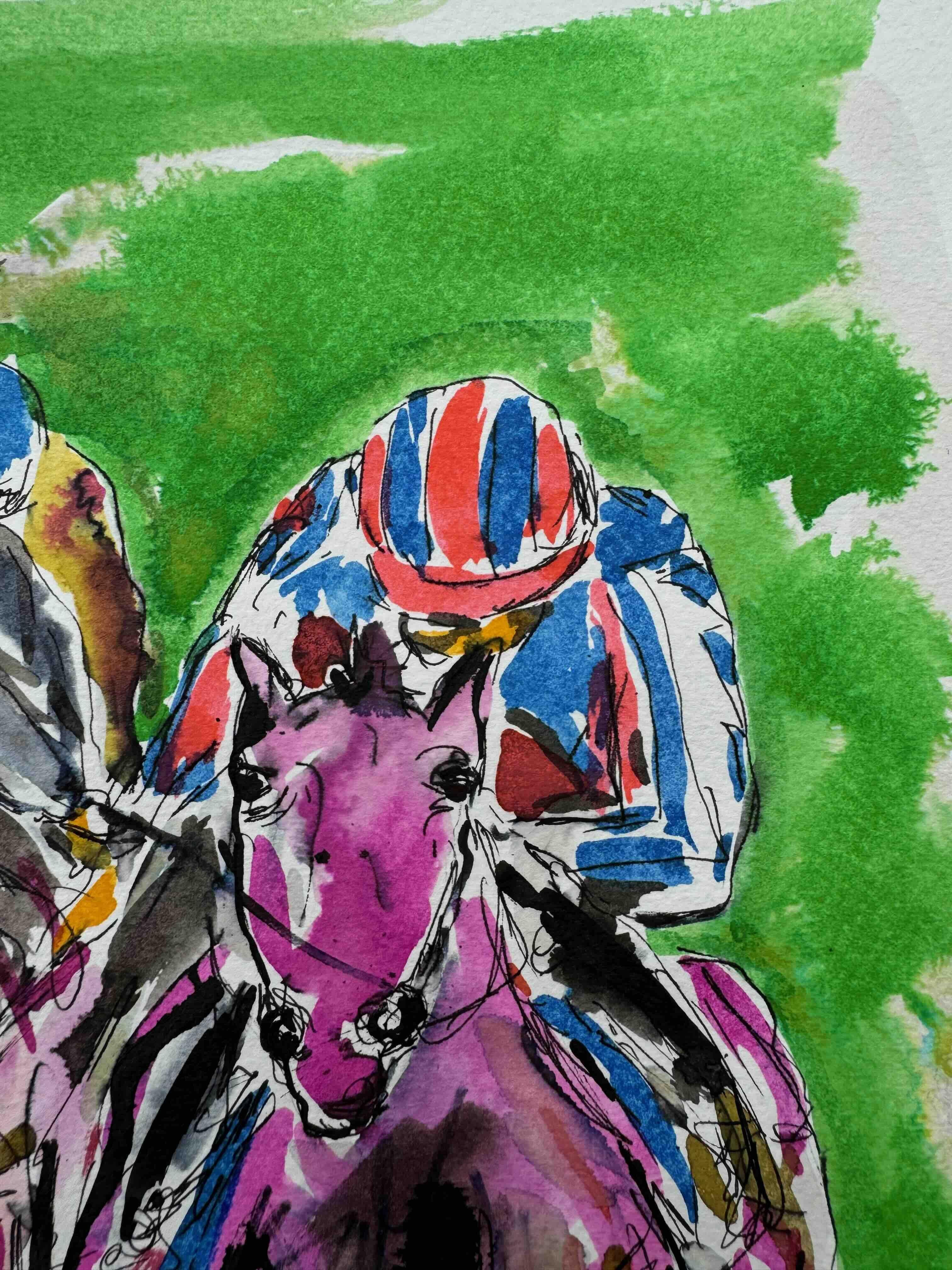 Scratch My Back, Original painting, Horse Racing Art, Animal, sports art, Colour For Sale 1