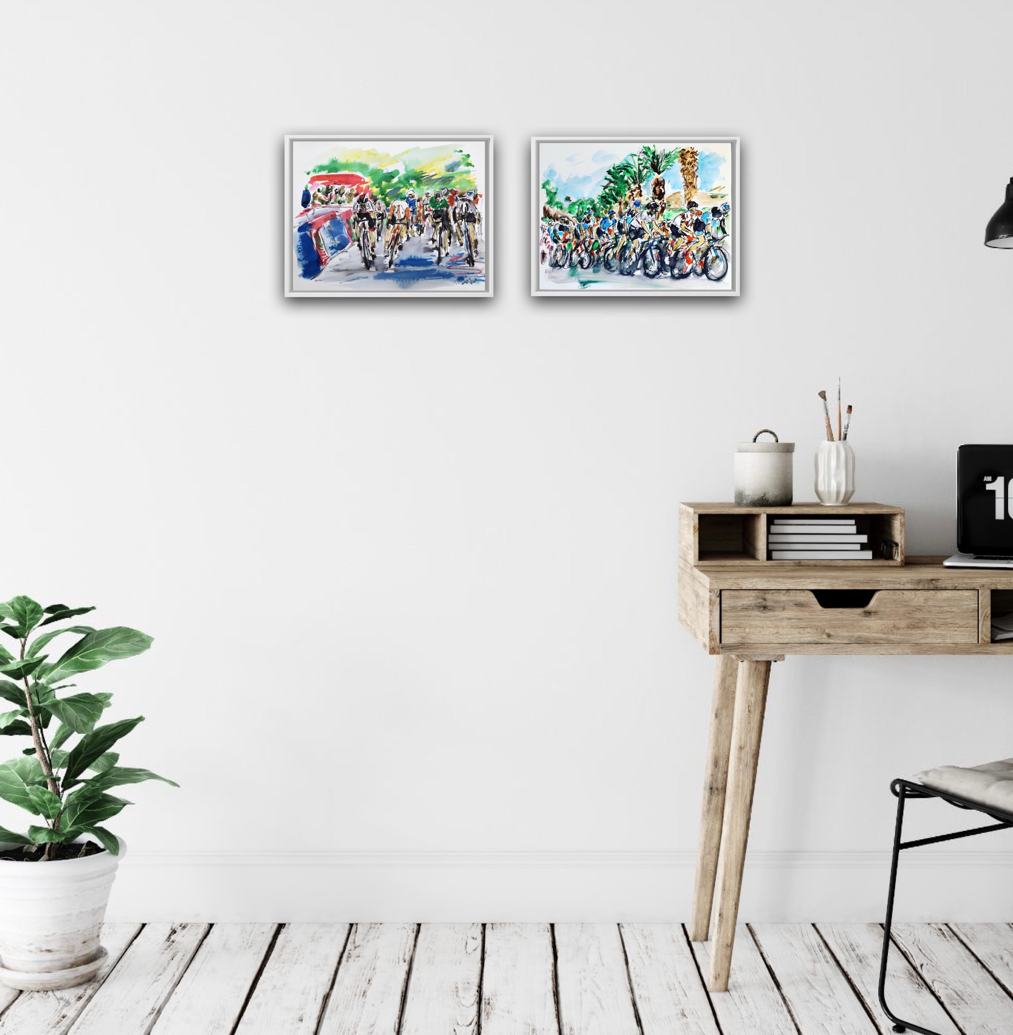 Stage 5 Tour Down Under and Day two of the Tour Down Under ’19 diptych - Impressionist Painting by Garth Bayley