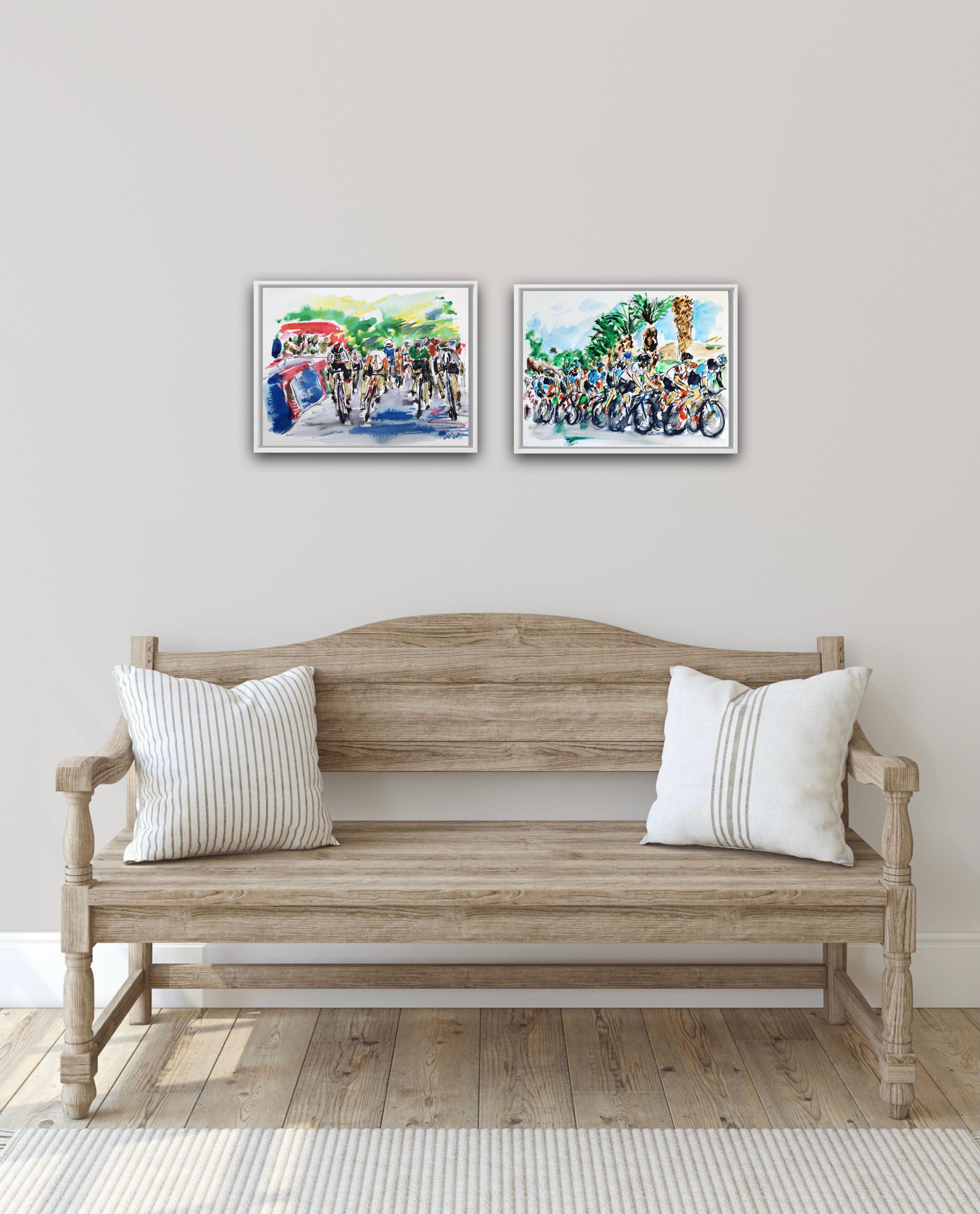Stage 5 Tour Down Under and Day two of the Tour Down Under ’19 diptych - Gray Abstract Painting by Garth Bayley