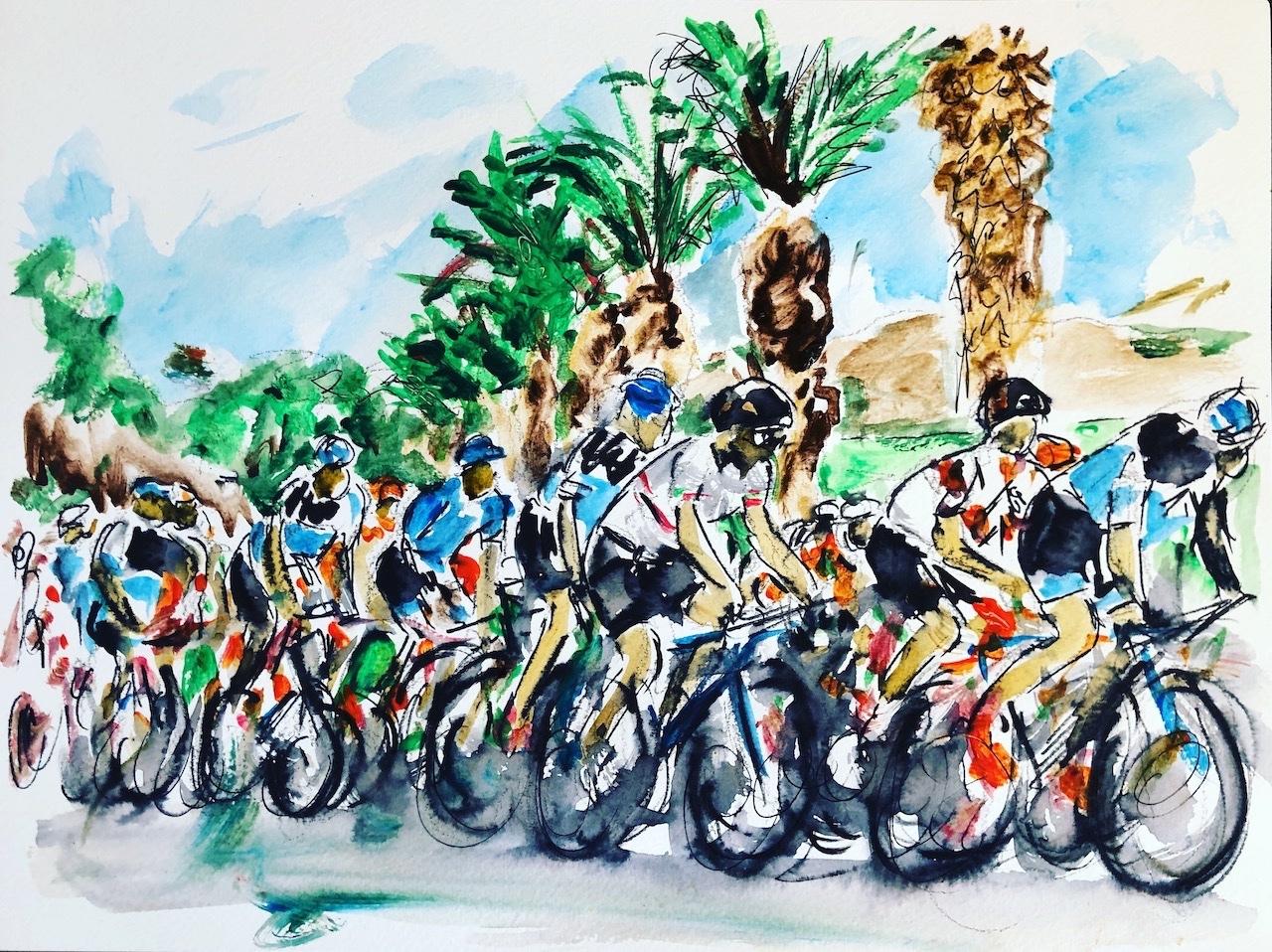 Stage 5 Tour Down Under and Day two of the Tour Down Under 19 diptych

Overall size cm : H48 x W64

Garth Bayley
Stage 5 Tour Down Under
Original Cycling Painting
Watercolour Paint on Paper
Sheet Size: H 24cm x W 32cm x D 0.1cm
Sold Unframed

Garth