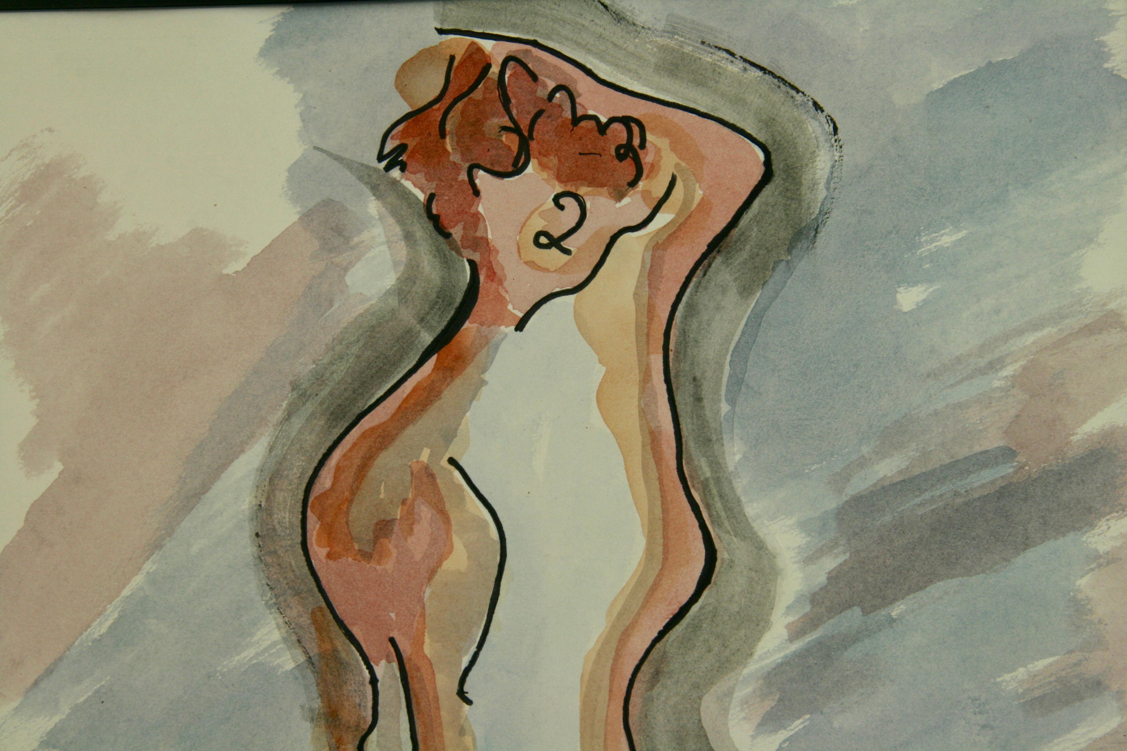 Abstrakter Gouache-Akt im Angebot 1