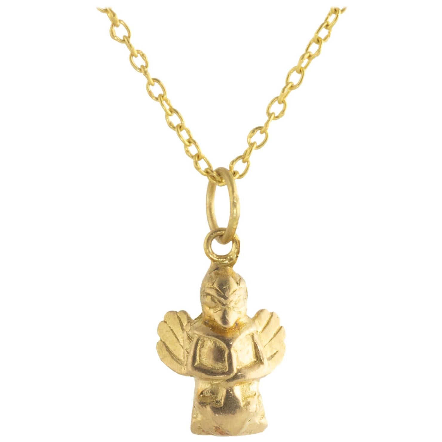 Ico & the Bird & Turquoise Mountain Myanmar Garuda Zodiac 18 Karat Gold Pendant For Sale