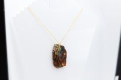 Garut from Indonesia Petrified Fossilized Wood Natural Stone Pendant Necklace
