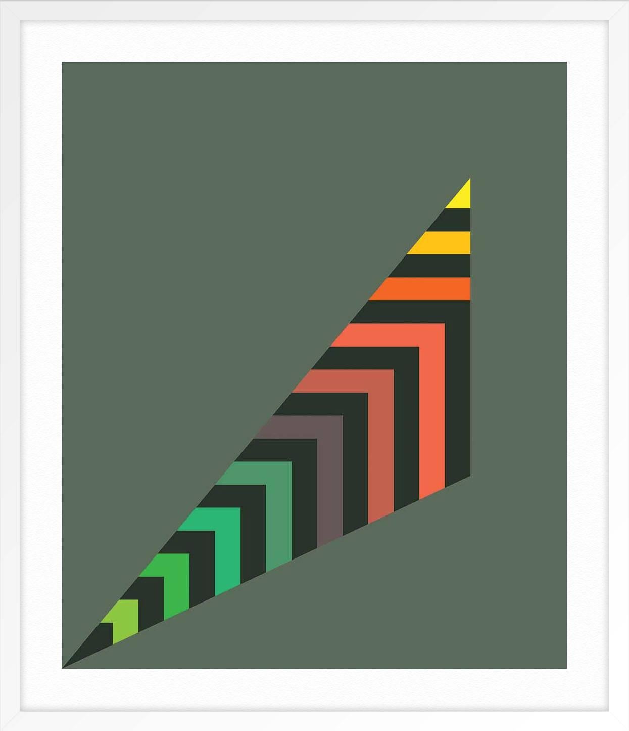 Stripey Scalene Triangle - Gray Abstract Print by Gary Andrew Clarke