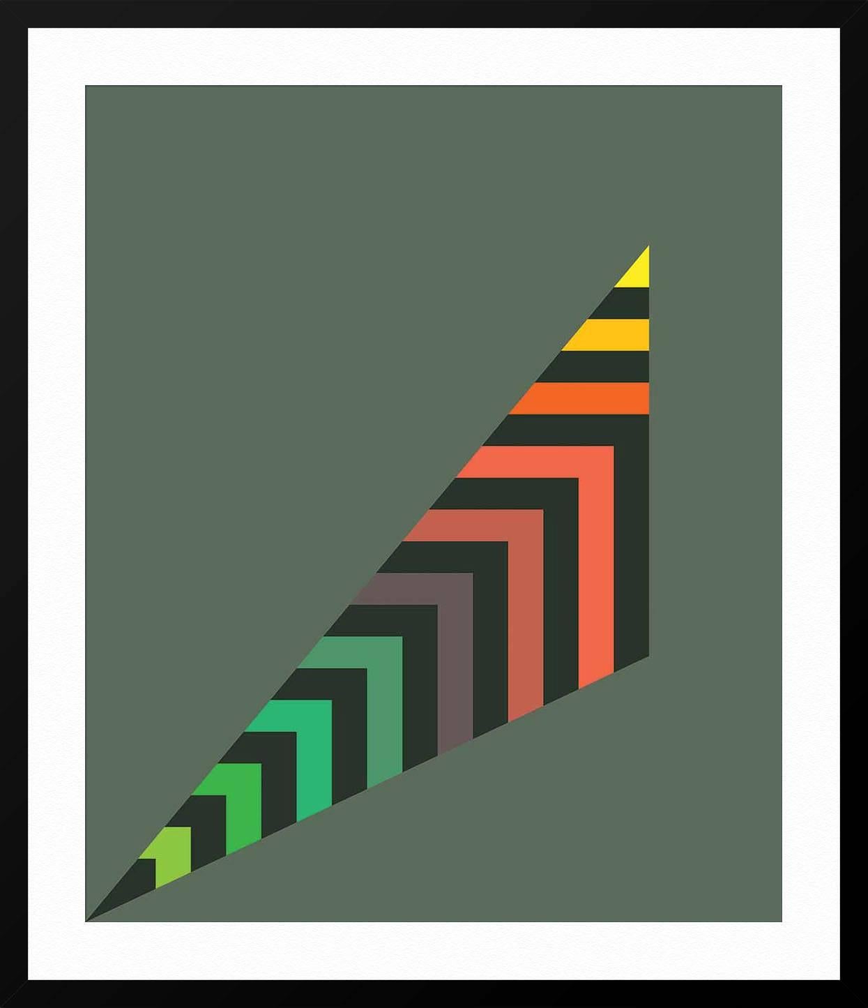 Stripey Scalene Triangle - Gray Abstract Print by Gary Andrew Clarke