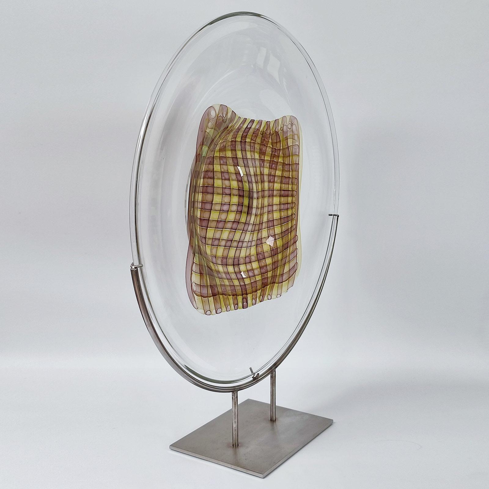 Gary Beecham Large Decorative Glass Plate 'Textile Vessel', 1982 In Excellent Condition For Sale In Bochum, NRW