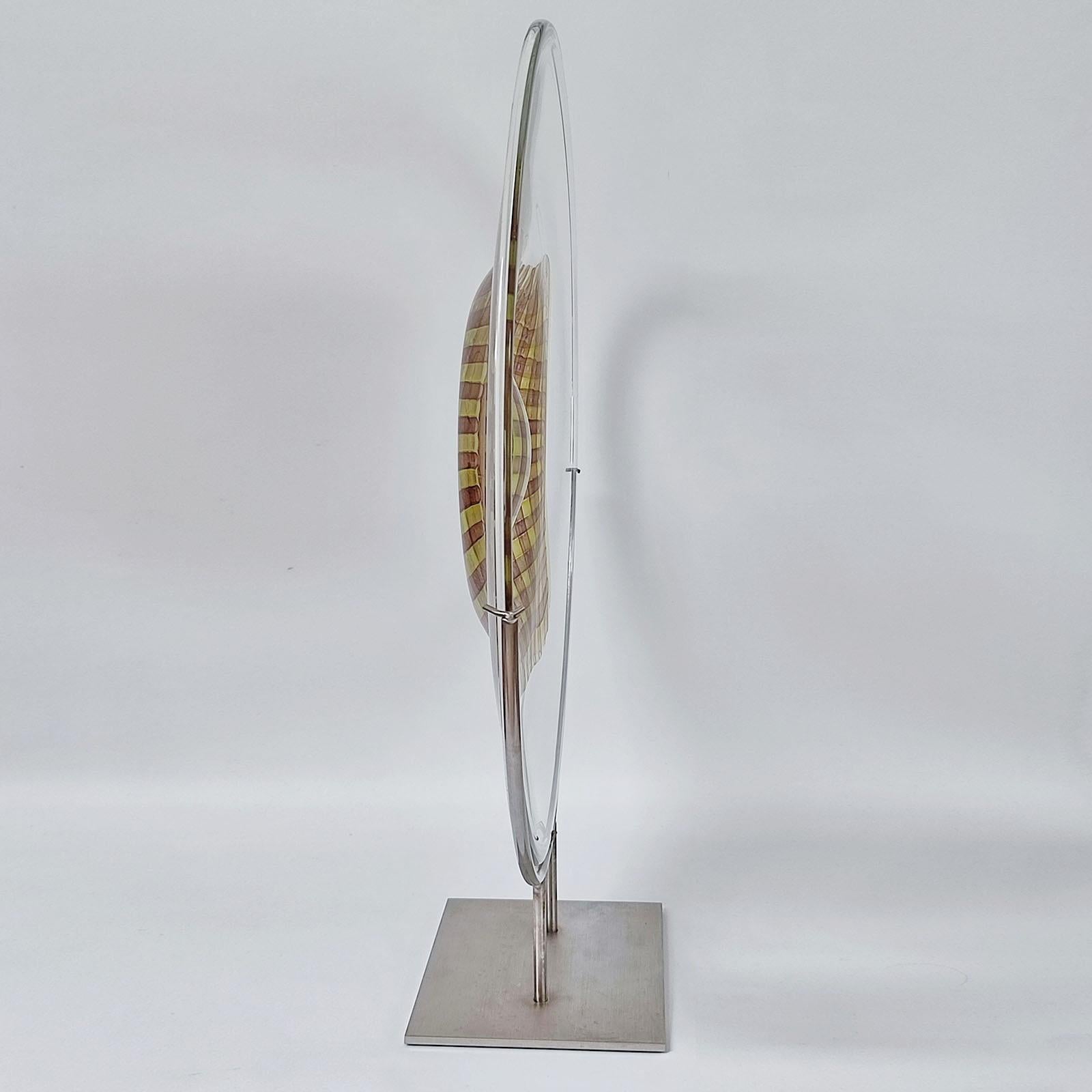 Late 20th Century Gary Beecham Large Decorative Glass Plate 'Textile Vessel', 1982 For Sale