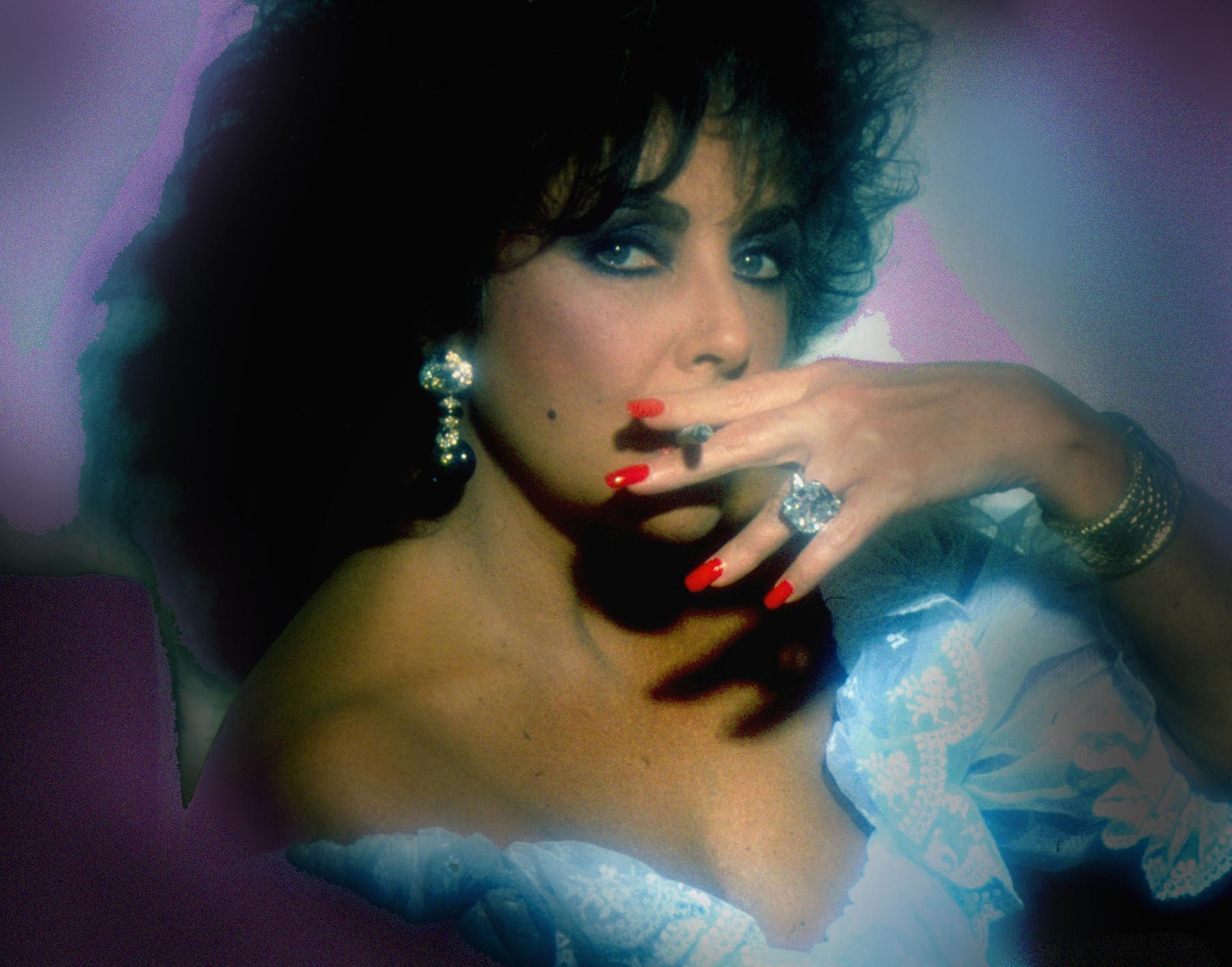 Gary Bernstein Portrait Photograph - Elizabeth Taylor Smoking Stucco v4 (...a large canvas; see other sizes below)