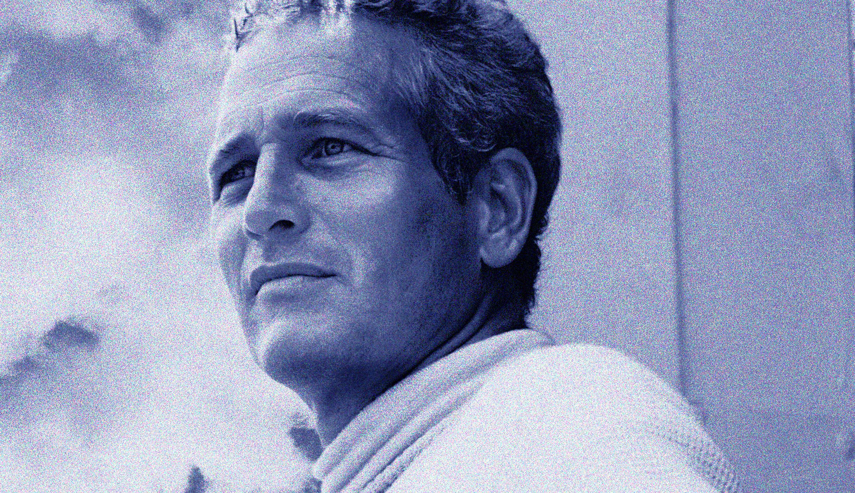Gary Bernstein Portrait Photograph - Paul Newman 1 Blue (this is a large print on canvas; see smaller sizes below)