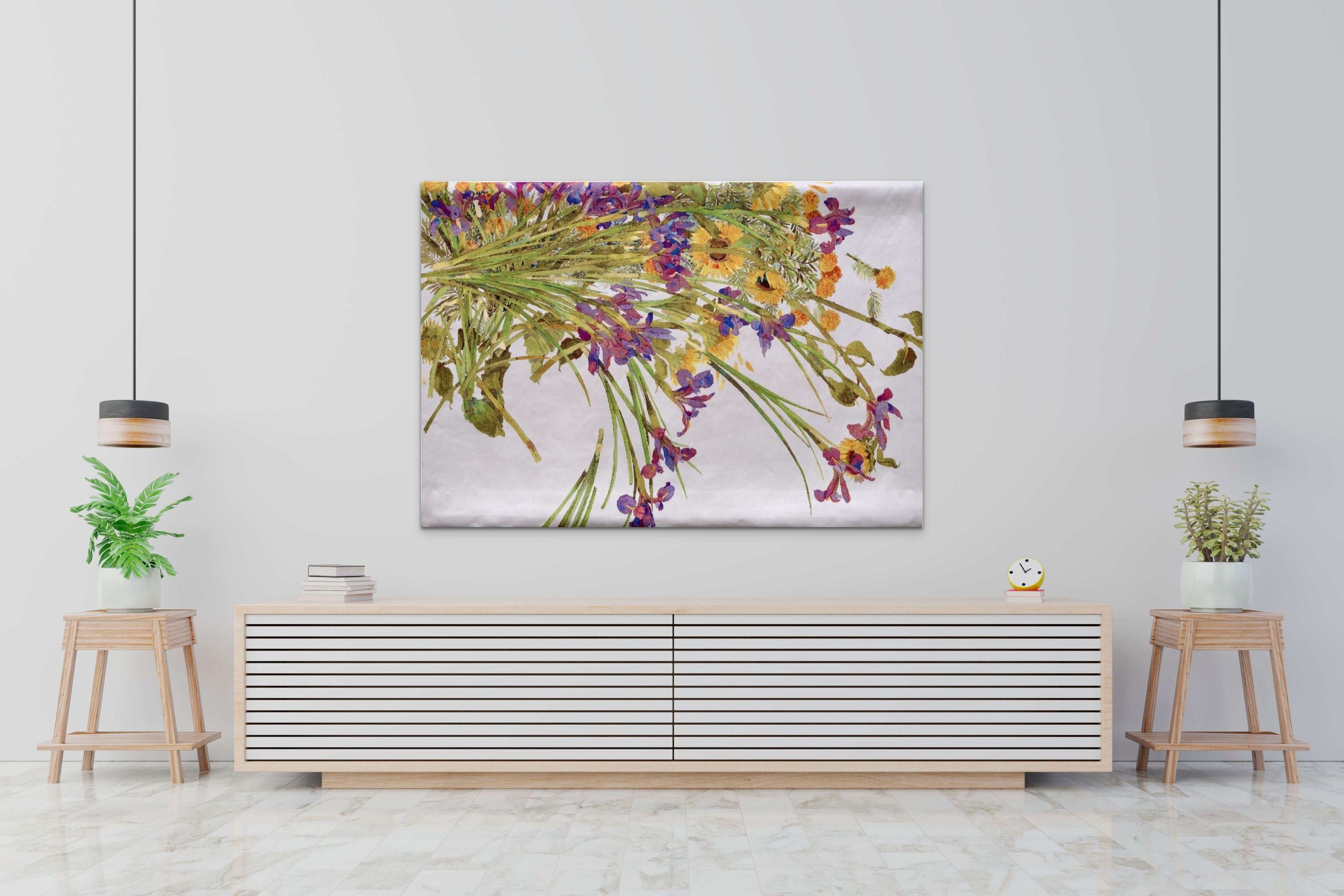 Flower Cascade - tapestry ltd ed. - Contemporary Mixed Media Art by Gary Bukovnik
