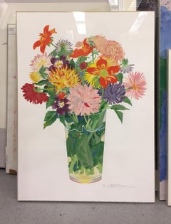 Dahlias by Gary Bukovnik, pink, red and purple flowers in vase