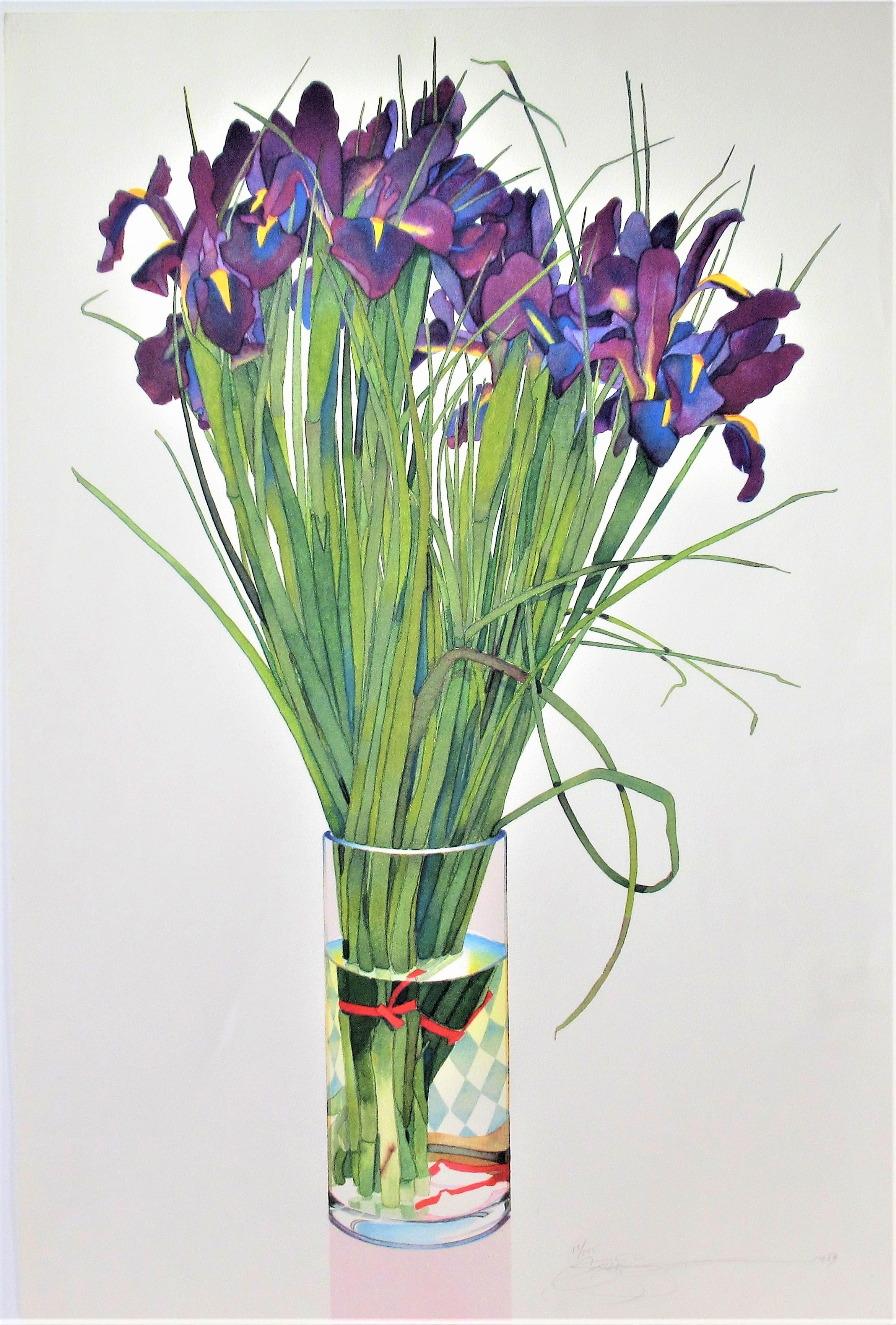 Gary Bukovnik Figurative Print - Iris in a Vase