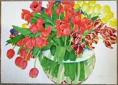 Tulips in a Round Vase