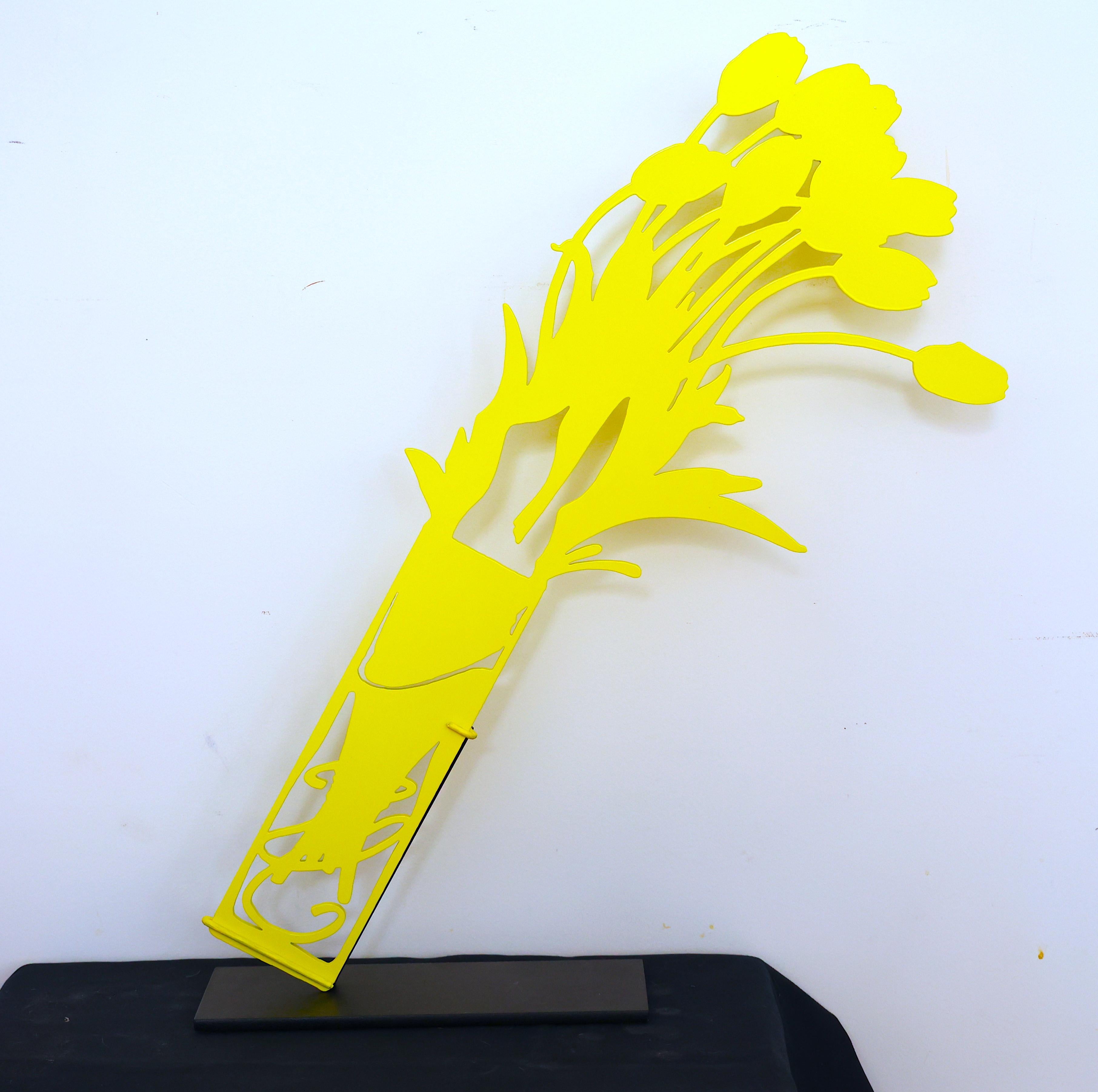 Gary Bukovnik Abstract Sculpture - Tipping Tulips in yellow