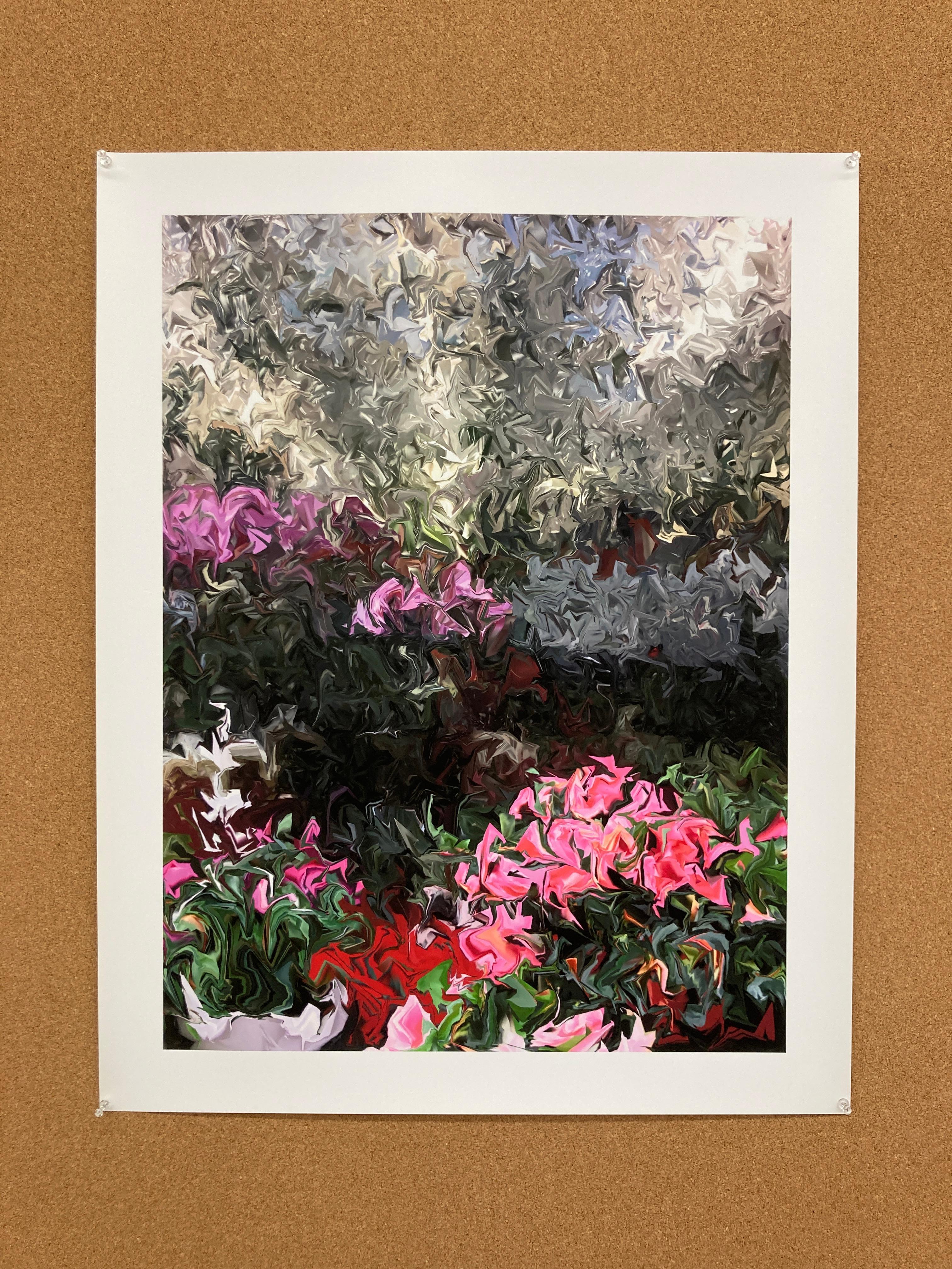 Azaleas and Orchids, 2018, digitally manipulated photograph, signed - Photograph by Gary Cruz