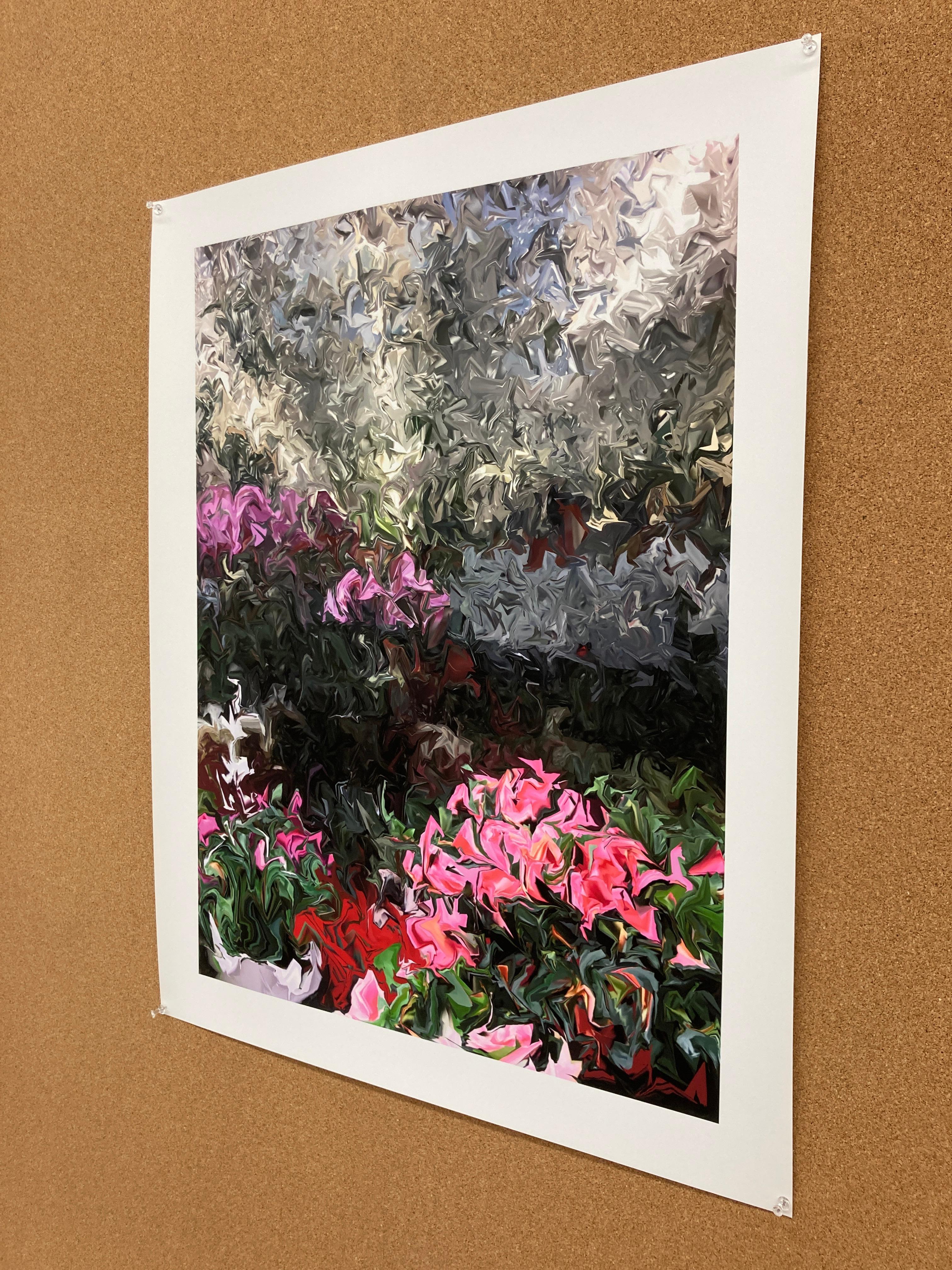 Azaleas and Orchids, 2018, digitally manipulated photograph, signed - Abstract Photograph by Gary Cruz